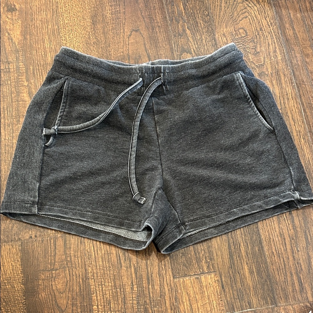 Women's Washed Black Athletic Drawstring Shorts